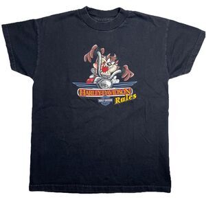 Vtg 2000 Harley Davidson’s Taz Looney Tunes Shirt Kids Medium biker Looney Y2K